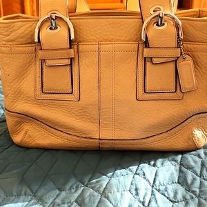 Coach cream pebbled leather handbag
